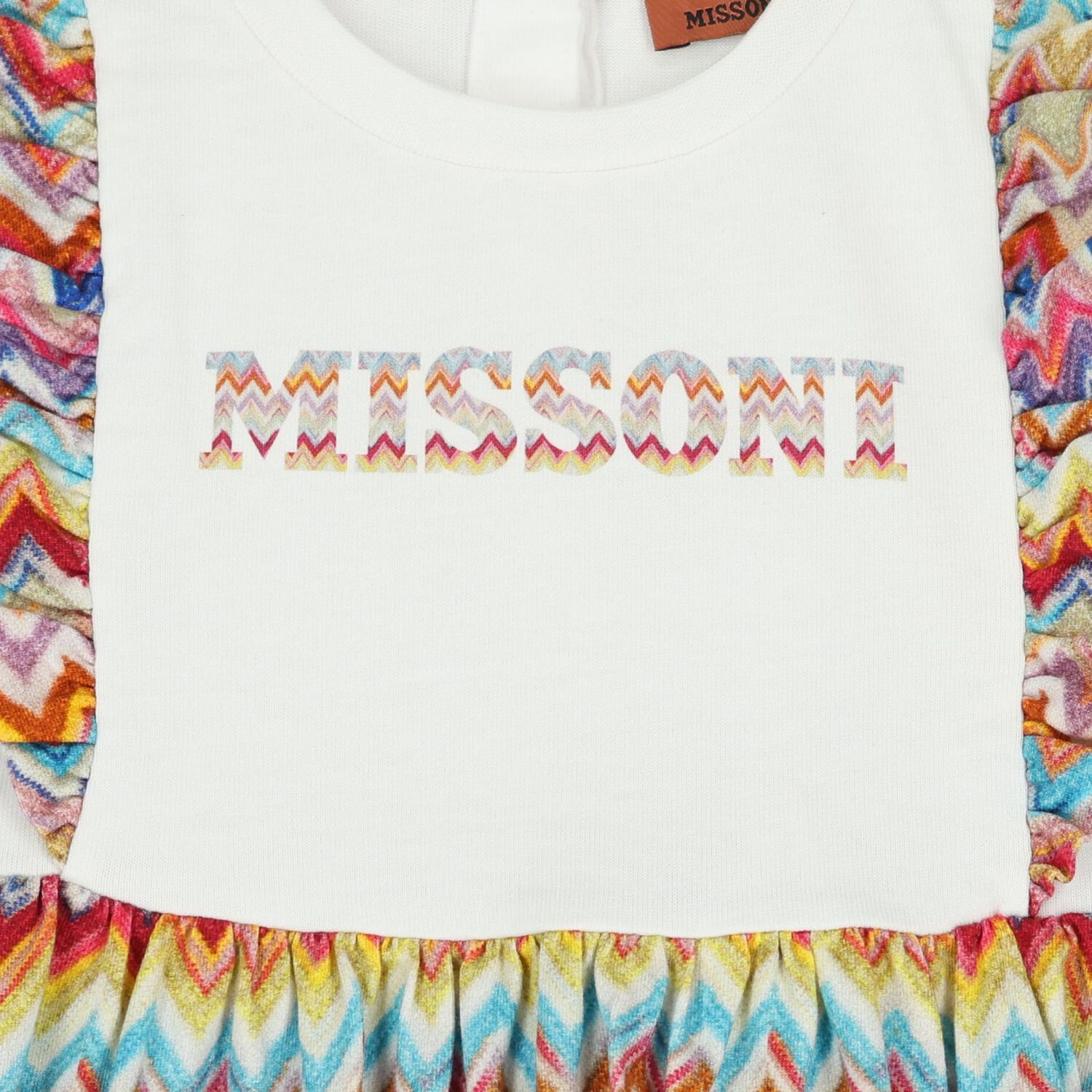 Younger Girls Multi-Coloured Logo Zig Zag Dress, 2, hi-res