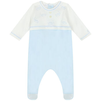 Boys White & Blue Fish Babygrow