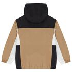 Boys Beige, Black & White Logo Windbreaker, 1, hi-res