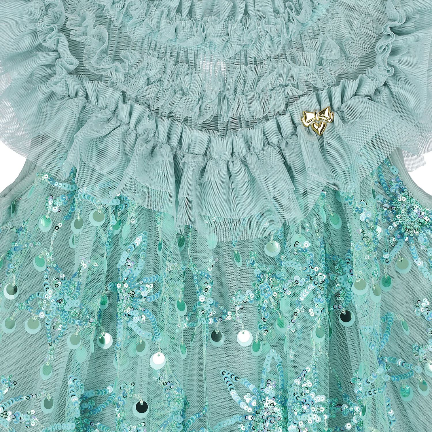 Girls Green Embellished Tulle Dress, 3, hi-res image number null