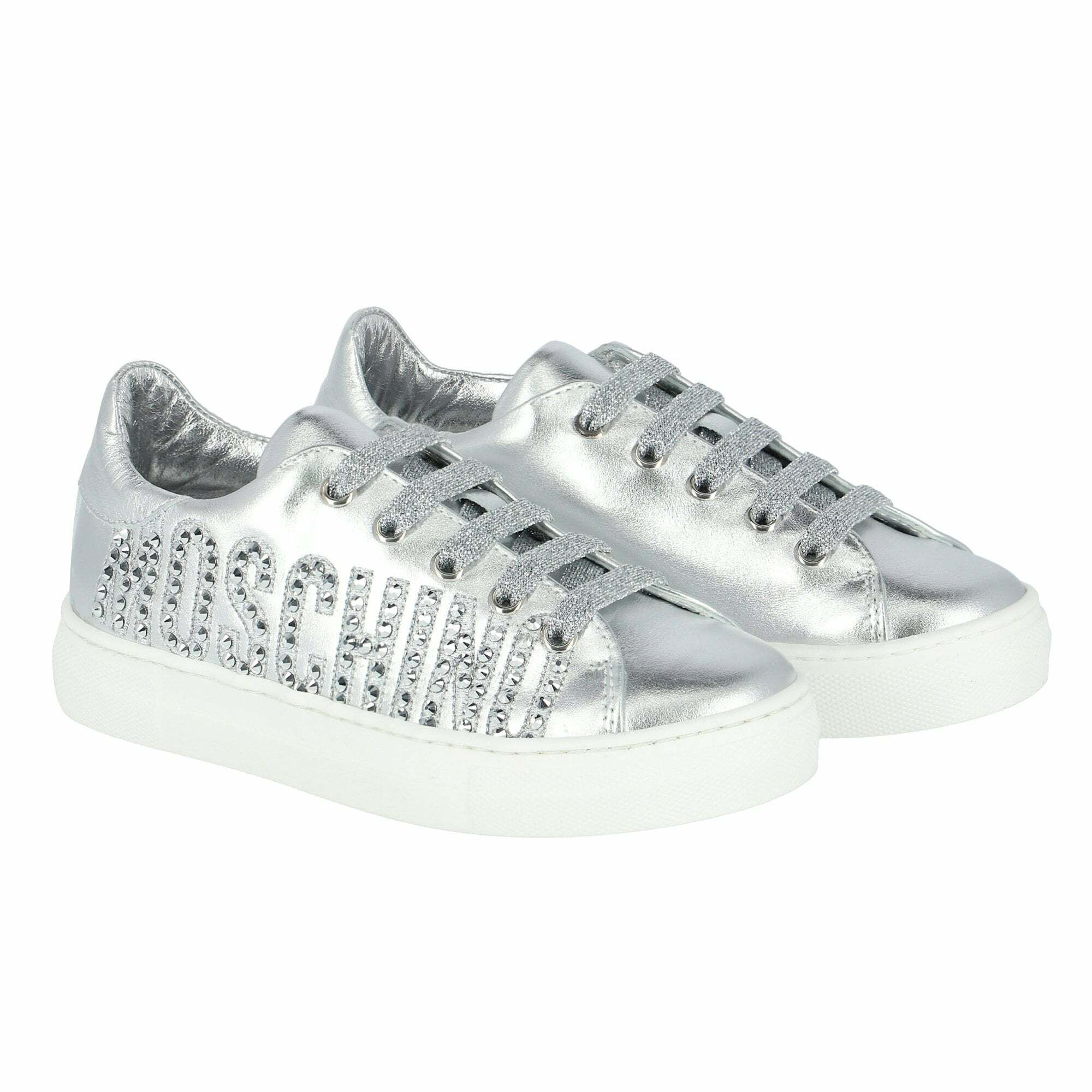 Silver moschino trainers 2025
