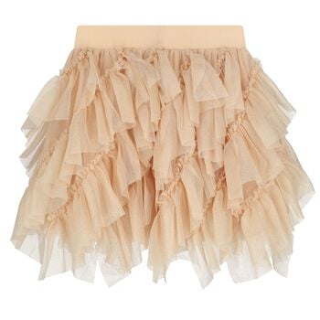 Girls Gold Glitter Ruffle Tulle Skirt