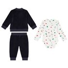 Baby Boys Navy Blue & White Festive Tracksuit (3 Piece), 1, hi-res