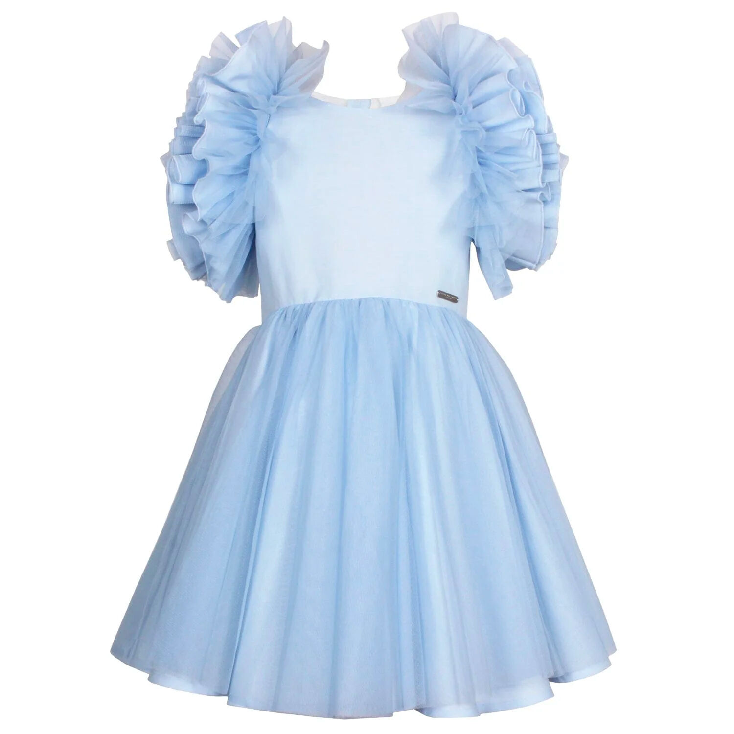 Girls Blue Tulle Dress, 1, hi-res
