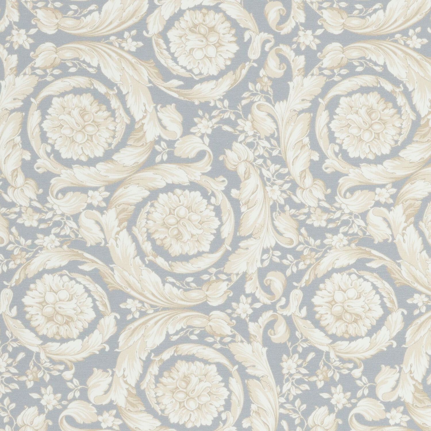 Baby Girls Ivory & Grey Logo Barocco Blanket, 1, hi-res