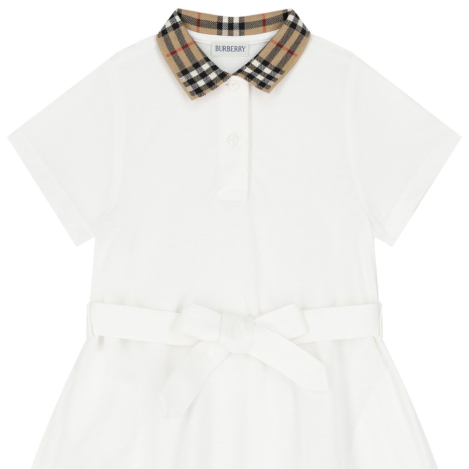 Girls White Logo Polo Dress, 1, hi-res