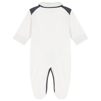 Baby Boys Ivory & Grey Teddy Bear Babygrow