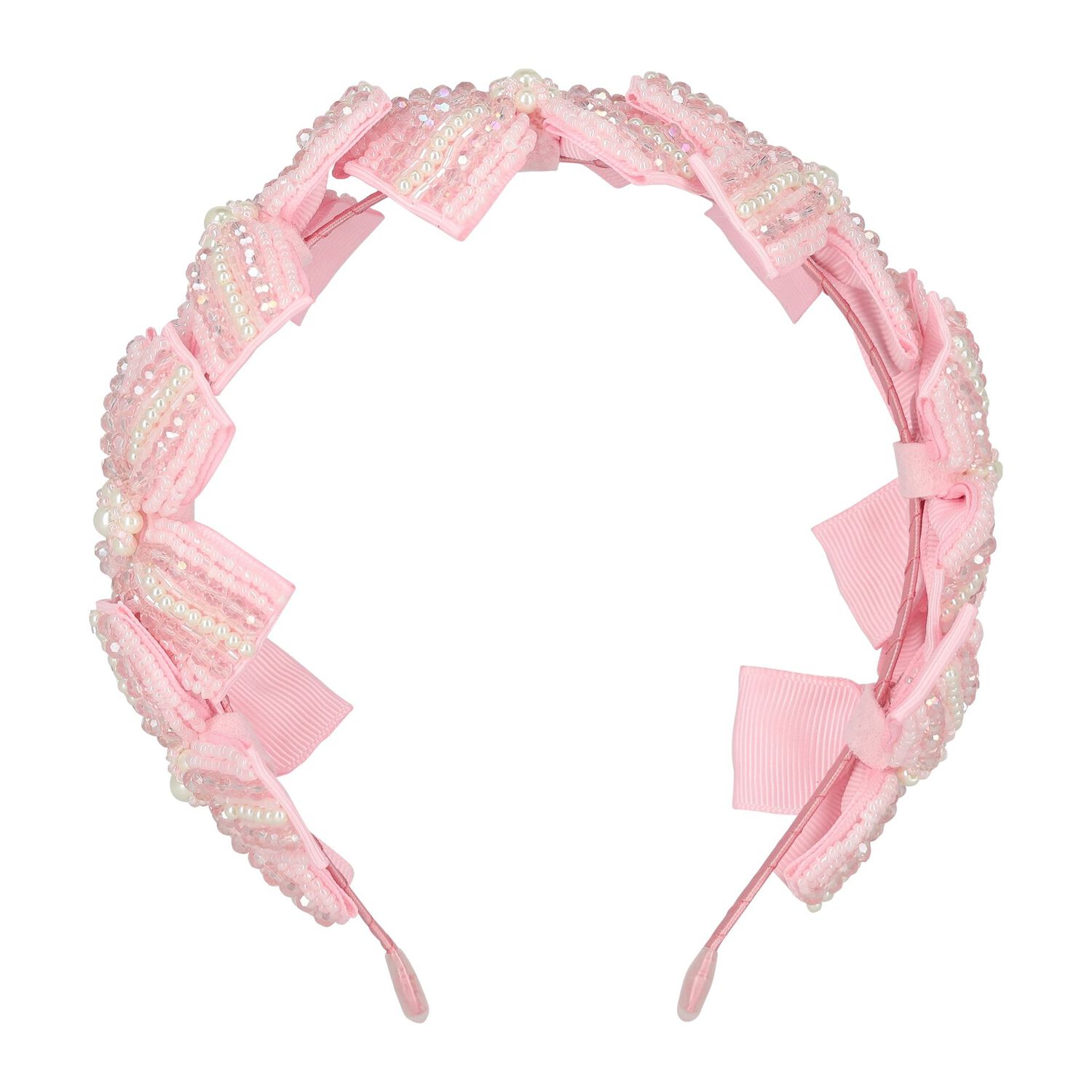 Girls Pink Embellished Crystal & Pearl Headband, 1, hi-res image number null