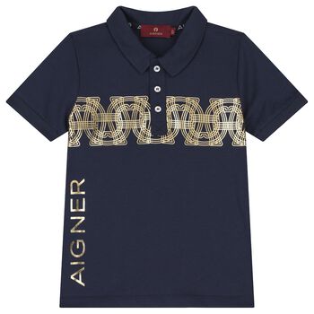 Aigner Boys Navy Blue Logo Polo Shirt, 2 Boys Navy Blue Logo Polo Shirt