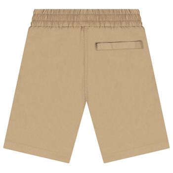 Boys Beige Logo Cargo Shorts 