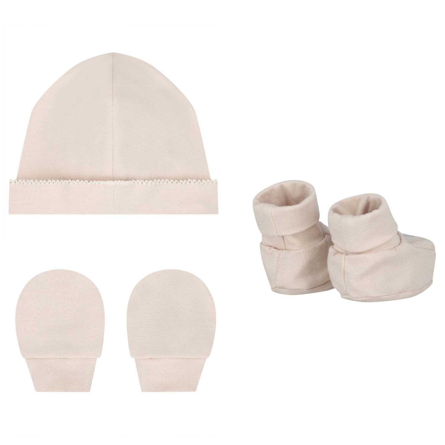 Beige Hat & Booties Baby Gift Set, 4, hi-res