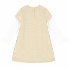 Girls Beige Embroidered Dress, 1, hi-res