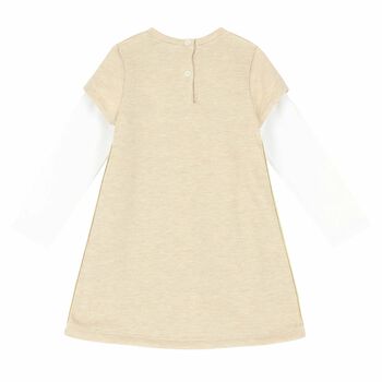 Girls Beige Embroidered Dress