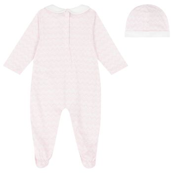 Baby Girls Pink Zig Zag Logo Babygrow Gift Set
