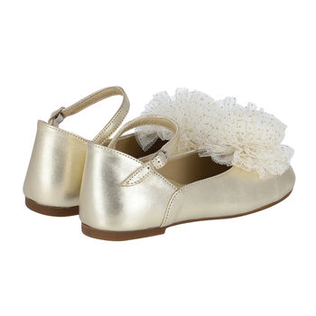 Girls Gold Embellished Ballerina Shoes