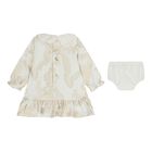 Baby Girls White & Gold Geo Map Dress Set, 1, hi-res