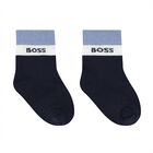 Baby Boys Blue, Grey & Navy Blue Logo Socks ( 3-Pack ), 2, hi-res
