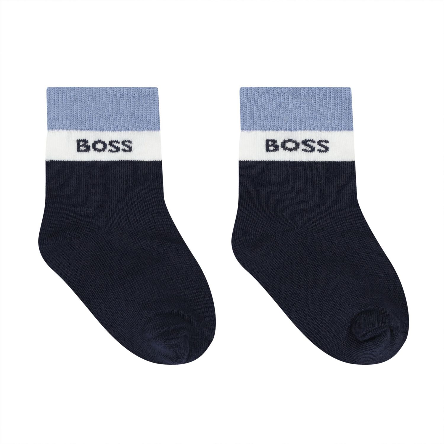 Baby Boys Blue, Grey & Navy Blue Logo Socks ( 3-Pack ), 2, hi-res