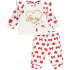 Younger Girls White & Red Heart Tracksuit, 1, hi-res