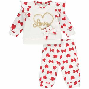 Younger Girls White & Red Heart Tracksuit