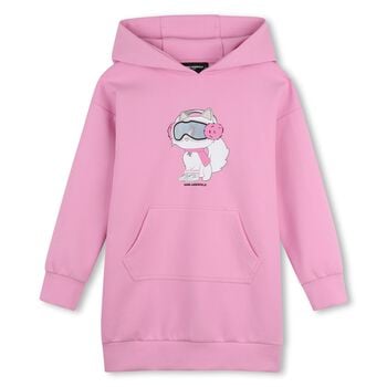 Girls Pink Choupette Hooded Dress