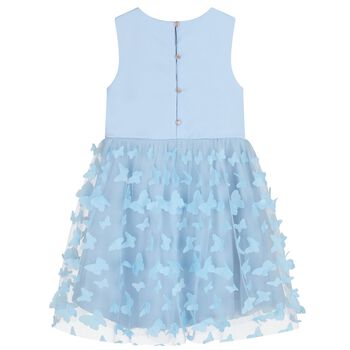 Girls Blue Butterfly Tulle Dress