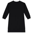 Girls Black Teddy Bear Logo Dress, 5, hi-res