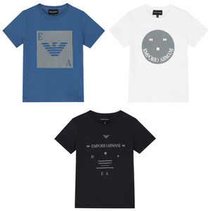 Boys White, Black & Blue Logo T-Shirts ( 3-Pack )
