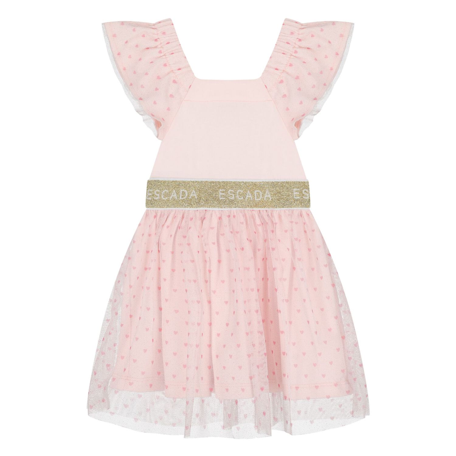 Younger Girls Pink Logo Tulle Dress, 2, hi-res