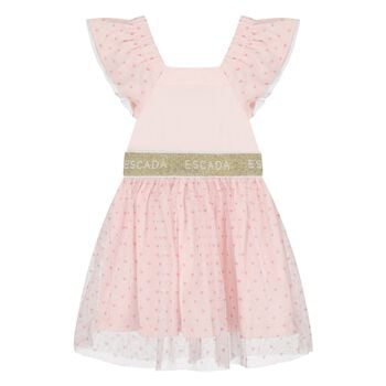 Younger Girls Pink Logo Tulle Dress