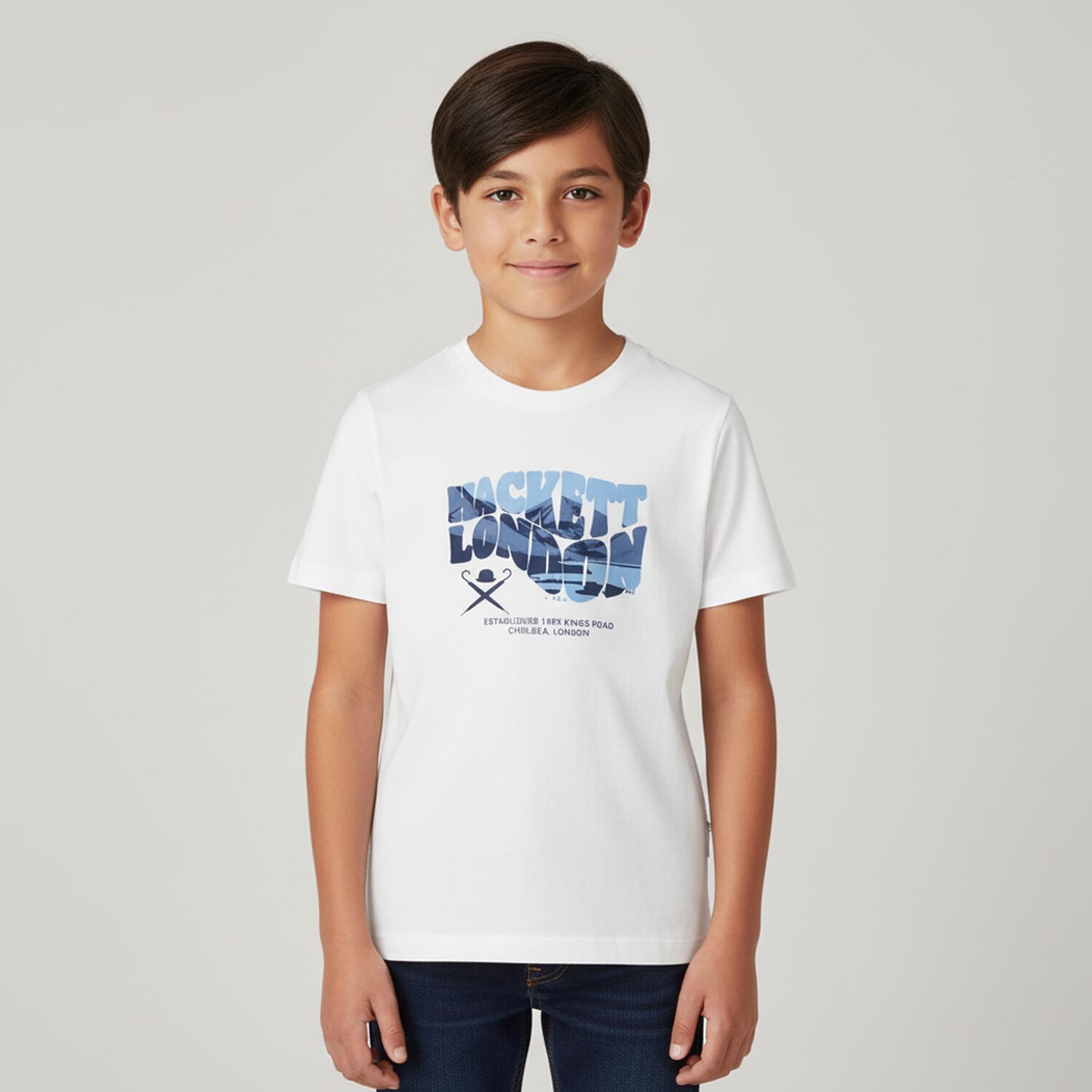 Boys White Logo T-Shirt, 1, hi-res