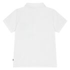 Younger Boys White Logo Polo Shirt, 1, hi-res