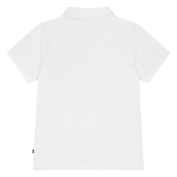 Younger Boys White Logo Polo Shirt