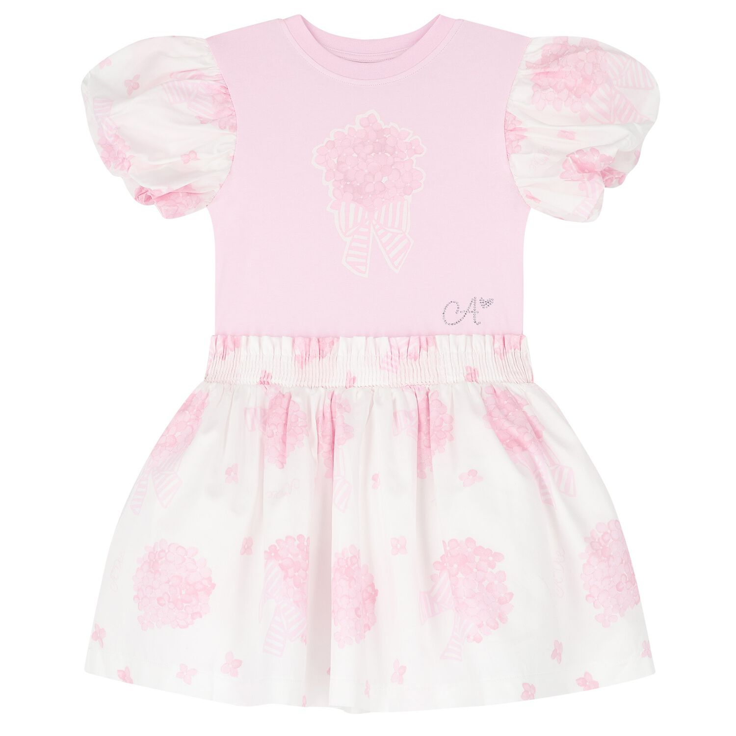 فستان بنات بطبعة الزهور باللون الوردي و الأبيض, 1, hi-res image number null