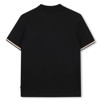 Boys Mini-Me Black Logo Polo Shirt