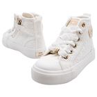 Girls White Flower Trainers, 1, hi-res