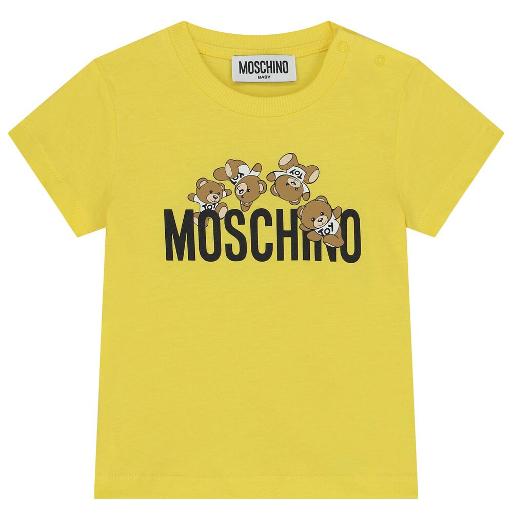 Moschino Yellow Teddy Bear Logo TShirt Junior Couture