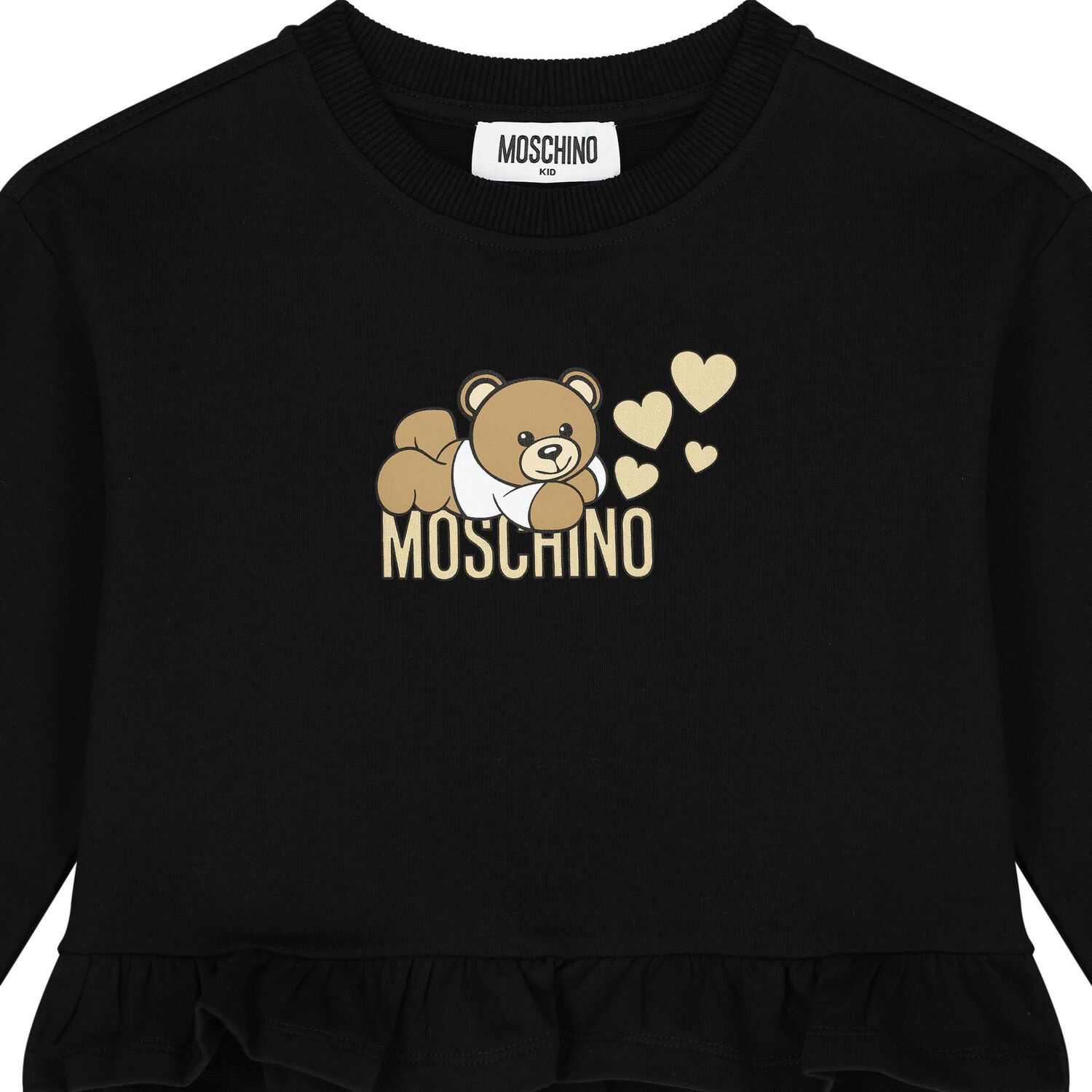 Girls Black Teddy Bear Logo Sweatshirt, 1, hi-res image number null