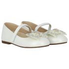 Girls Ivory Ballerina Diamante Shoes, 1, hi-res