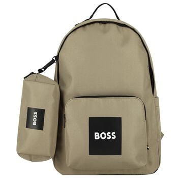 Boys Beige Canvas Backpack
