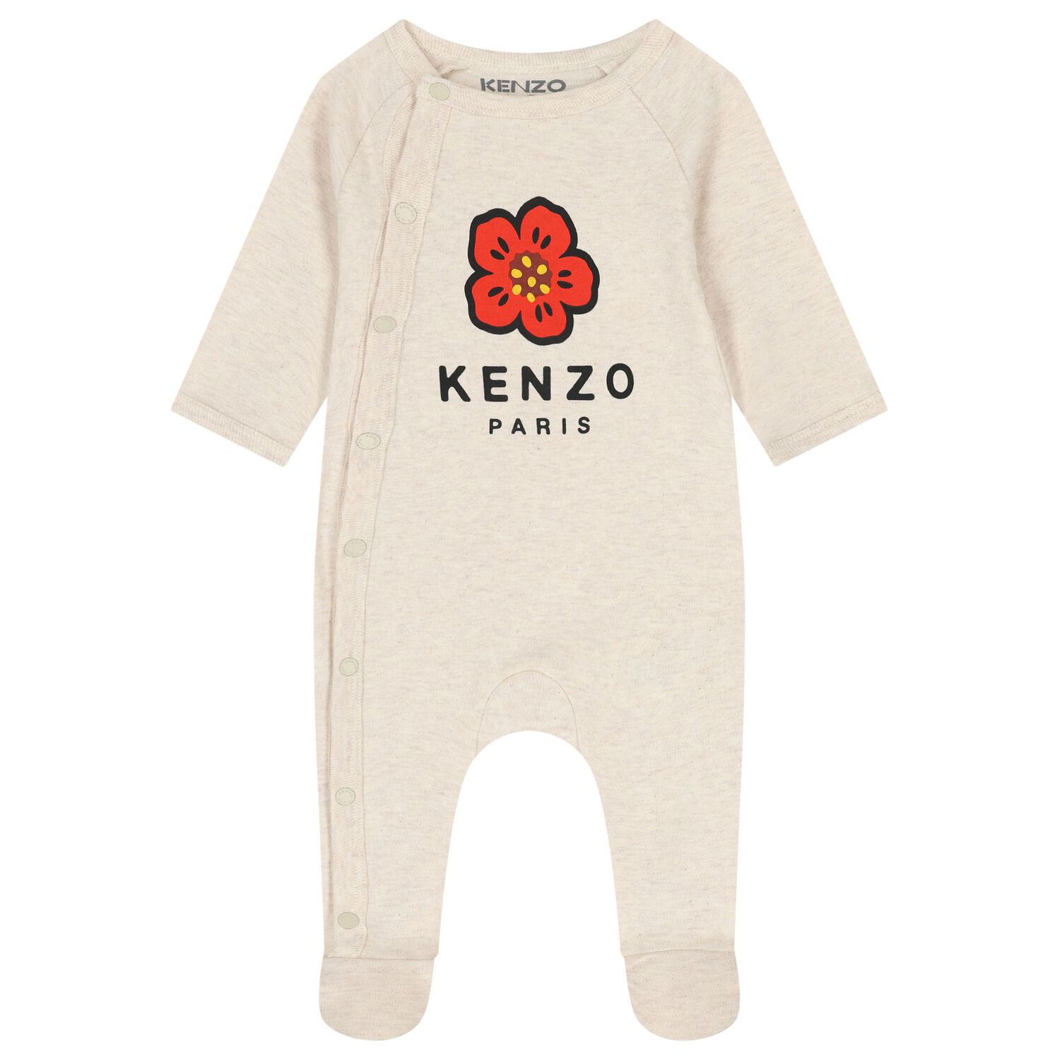 Baby Girls Beige & Pink Boke Flower Babygrows ( 2 Pack ) , 1, hi-res