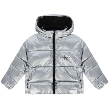 Girls Silver 2-in-1 Logo Padded Puffer Jacket