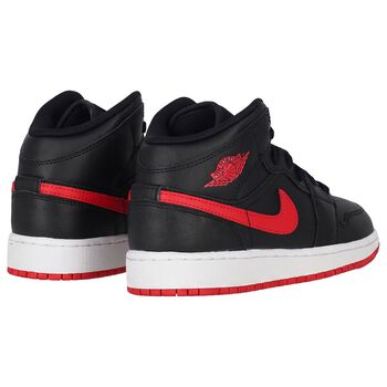 Black, White & Red Air Jordan 1 Mid Trainers