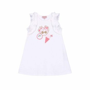 Younger Girls White Cotton Dress