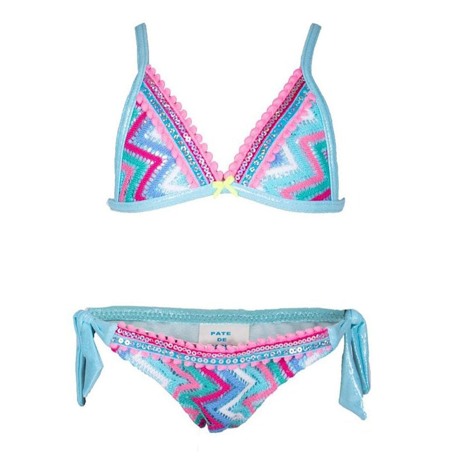 Girls Blue Crochet Bikini, 1, hi-res