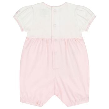 رومبير للبنات مزين بالزهور باللون الأبيض والوردي 