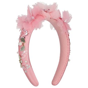Girls Pink Flower Sequin Headband