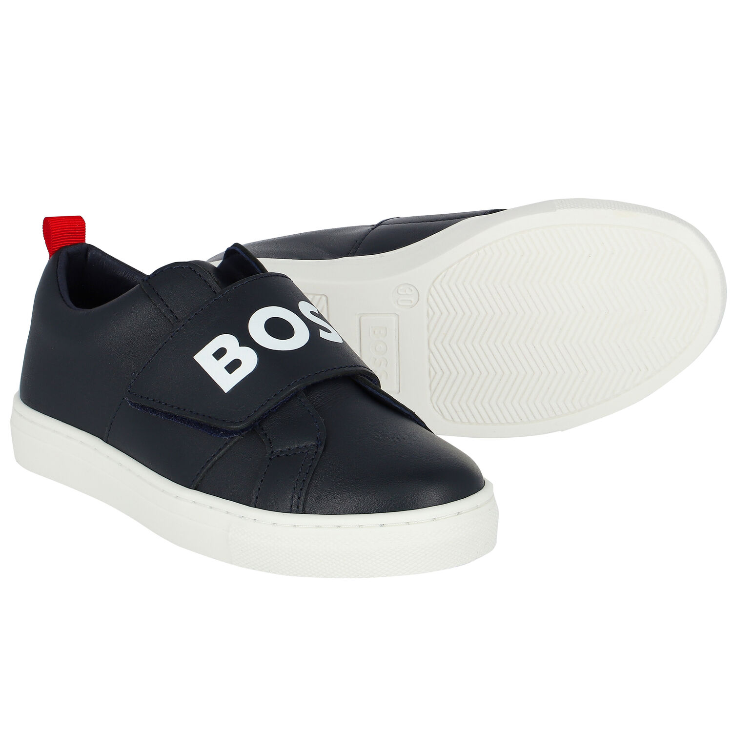 Boys Navy Blue Logo Trainers, 1, hi-res image number null