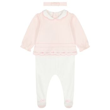 Baby Girls Pink Floral Babygrow Set