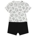 Baby Boys White & Black Ikonik Romper, 1, hi-res